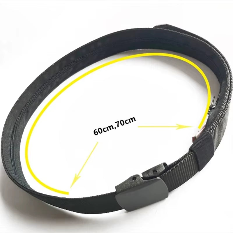 Men Outdoor Travel Multi-Functional Nylon Canvas Belt Zipper Purse Hiding Money Tactical Belt Anti-Theft