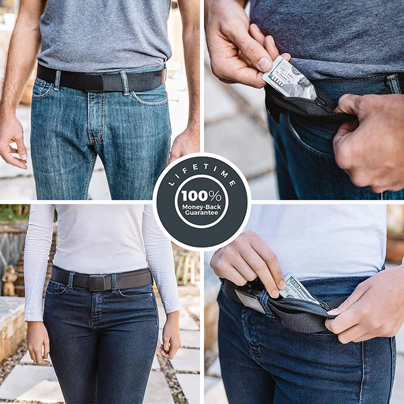 Travel Cash anti Theft Belt Waist Bag Women Portable Hidden Money Strap Belt Wallet Waist Pack Men Secret Hiding Belt 120Cm