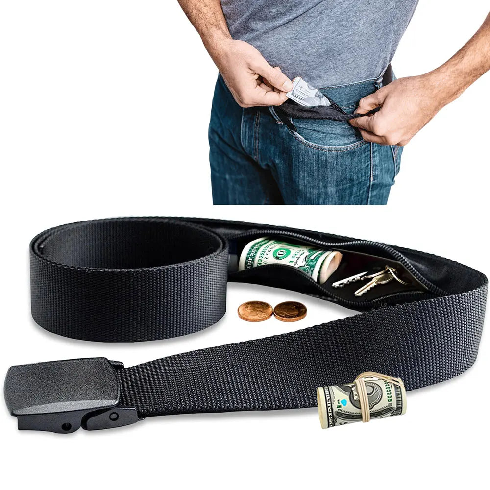 Travel Cash anti Theft Belt Waist Bag Women Portable Hidden Money Strap Belt Wallet Waist Pack Men Secret Hiding Belt 120Cm