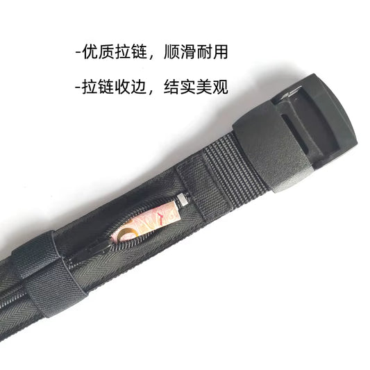 Men Outdoor Travel Multi-Functional Nylon Canvas Belt Zipper Purse Hiding Money Tactical Belt Anti-Theft